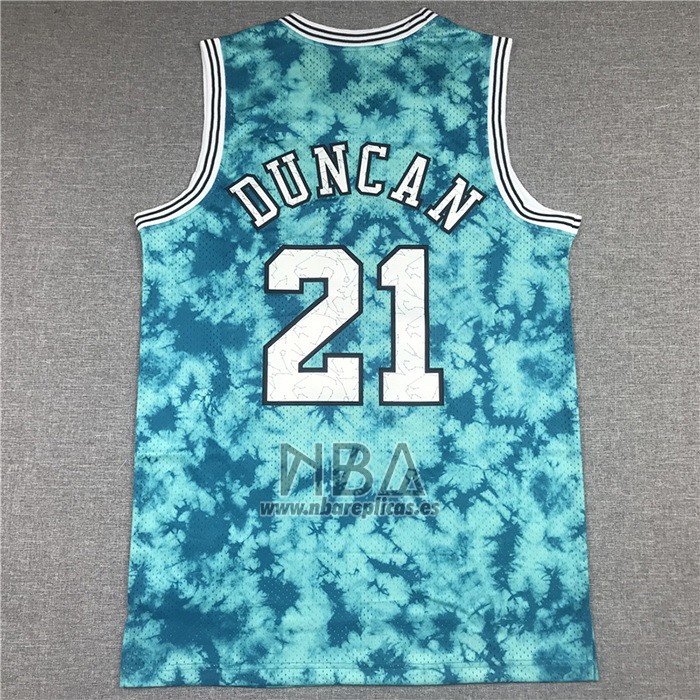 Camiseta San Antonio Spurs Tim Duncan NO 21 Galaxy Verde